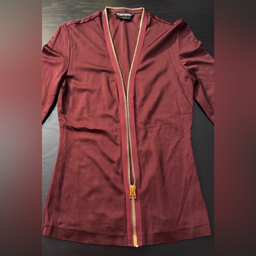 Tom Ford Premium Cherry Silk Blend Blouse - Picture 9 of 12